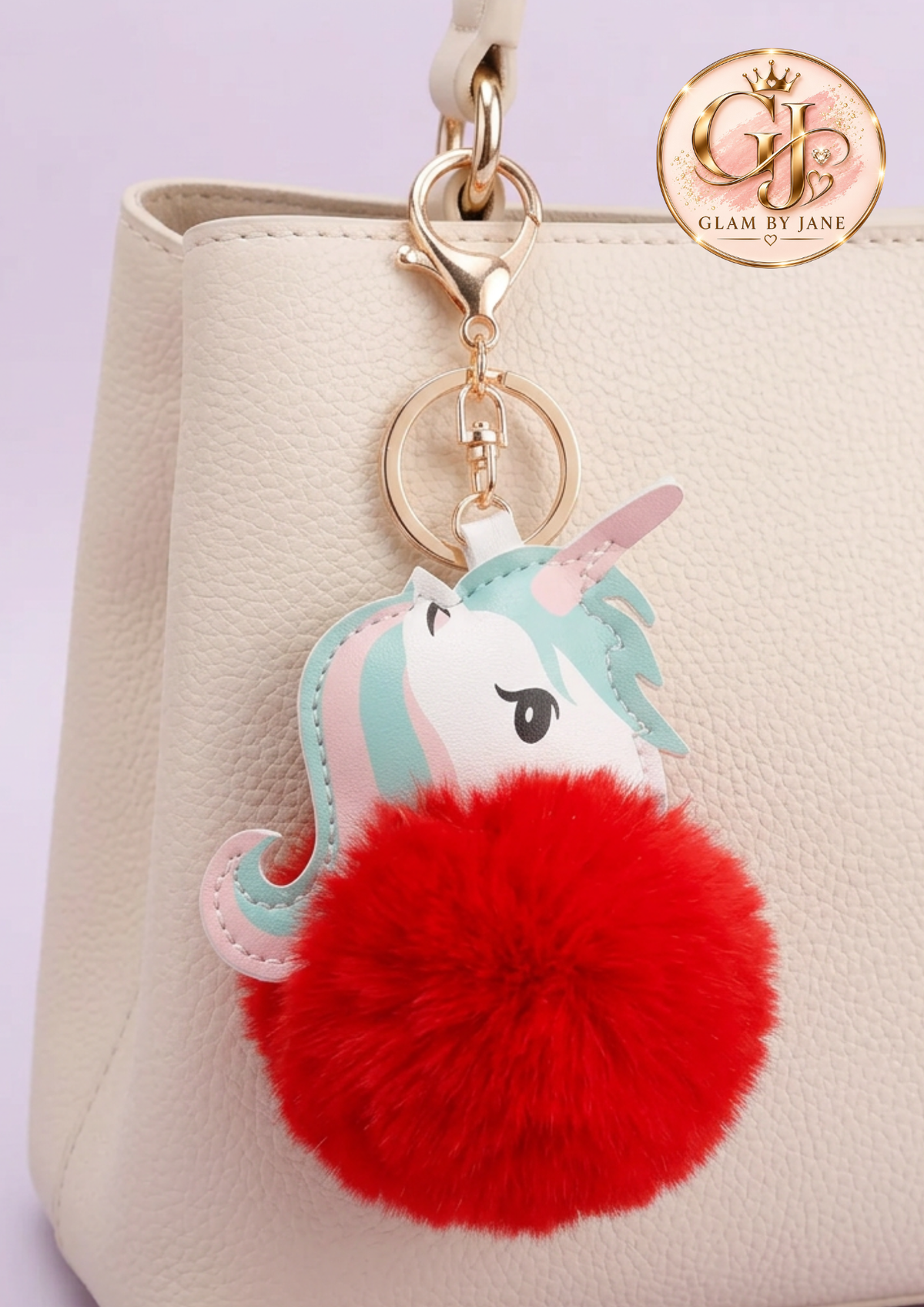 Porte-clés licorne à pompon doux bijou de sac