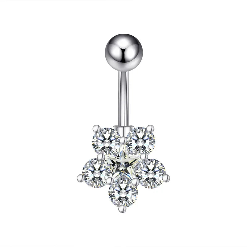 Piercing nombril en acier inoxydable  avec zircon