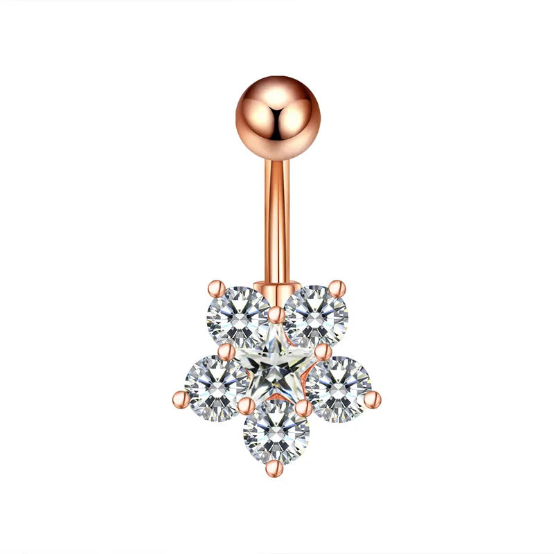 Piercing nombril en acier inoxydable  avec zircon
