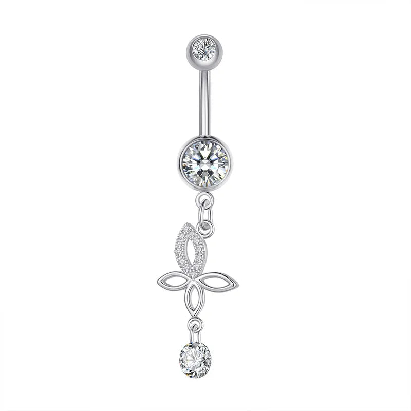 Piercing nombril en acier inoxydable avec zircon