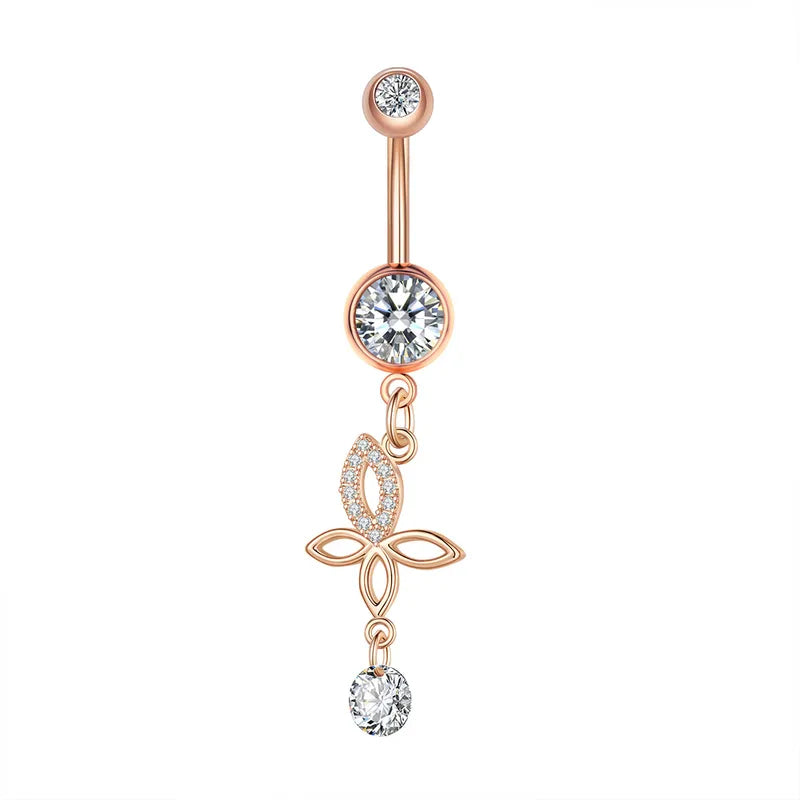 Piercing nombril en acier inoxydable avec zircon