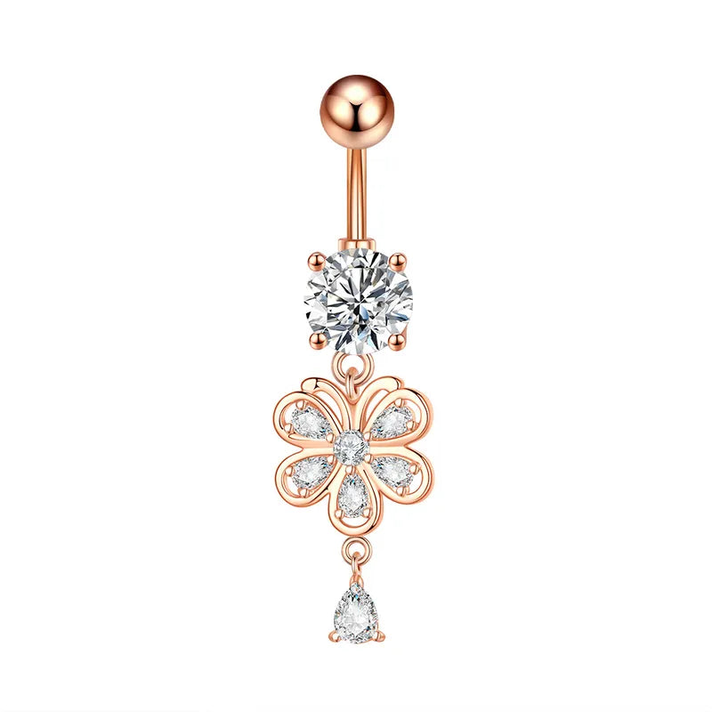 Piercing nombril en acier inoxydable avec zircon