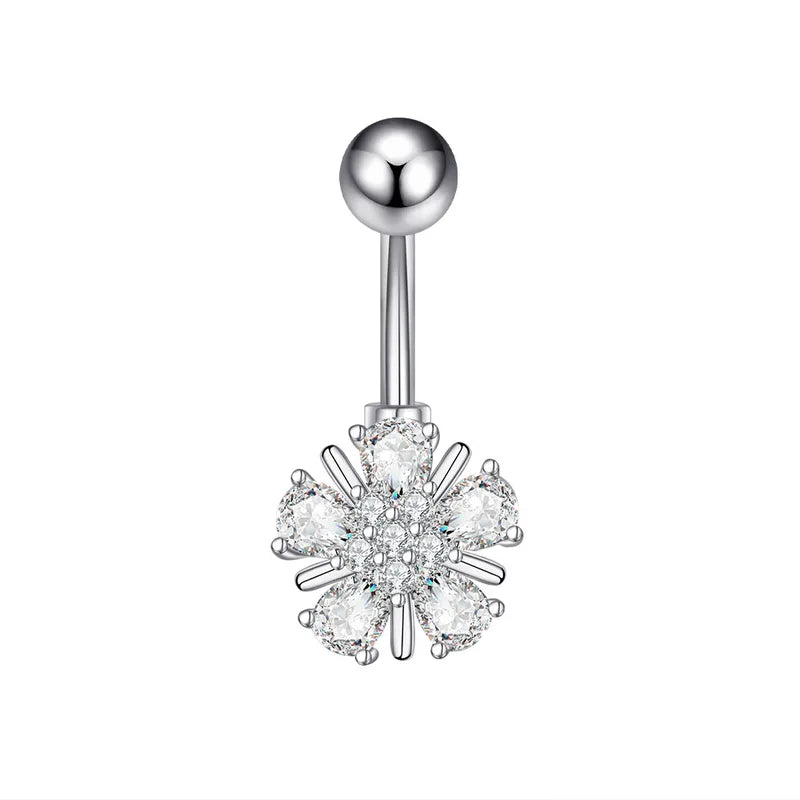 Piercing nombril en acier inoxydable avec zircon