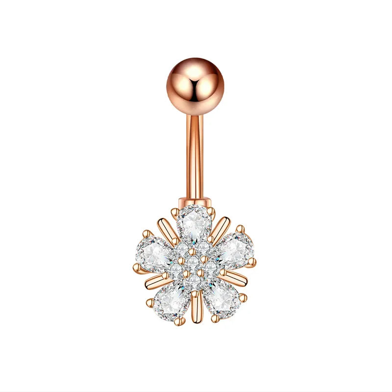 Piercing nombril en acier inoxydable avec zircon