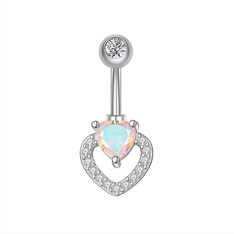 Piercing nombril en acier inoxydable avec zircon