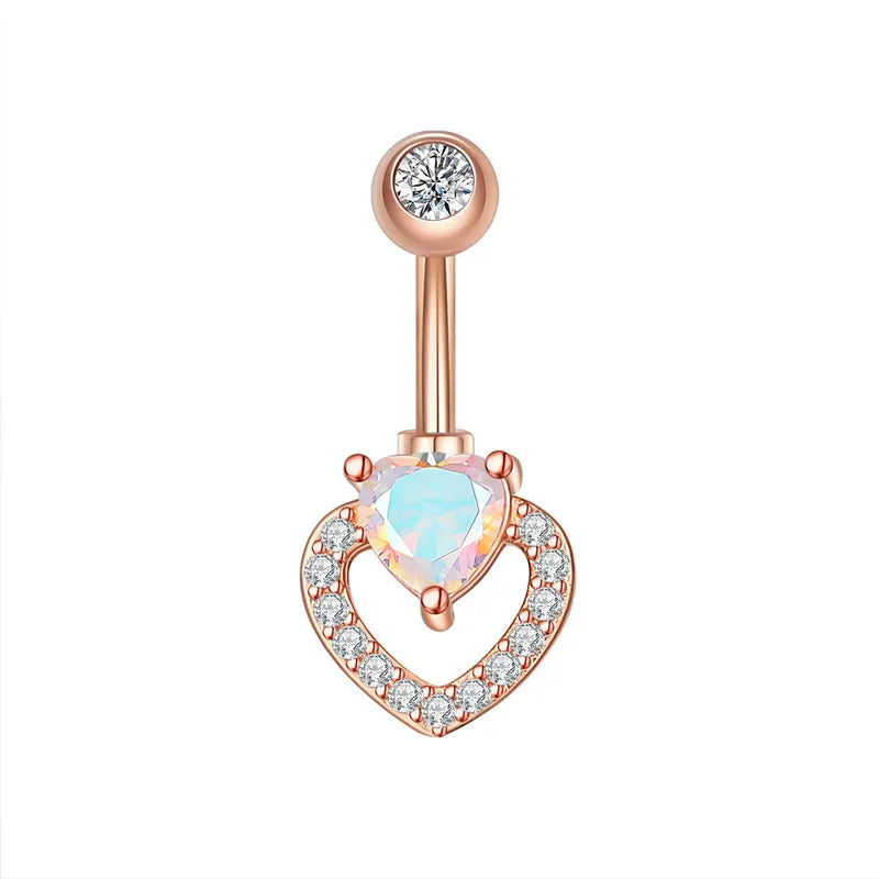 Piercing nombril en acier inoxydable avec zircon