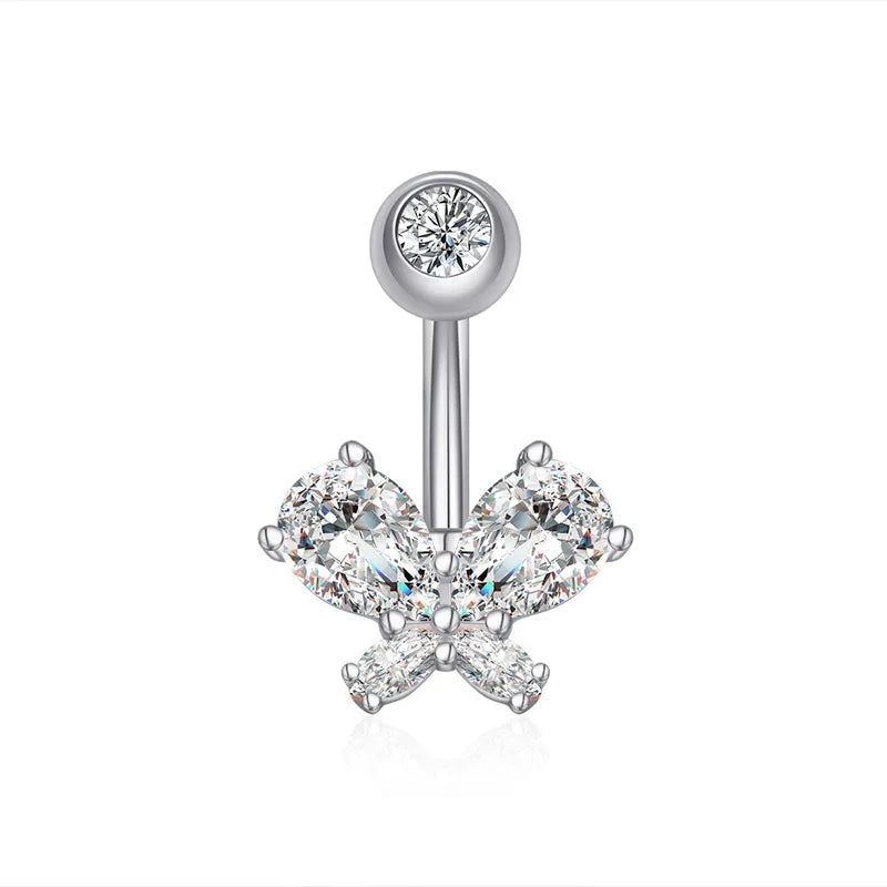 Piercing nombril en acier inoxydable avec zircon