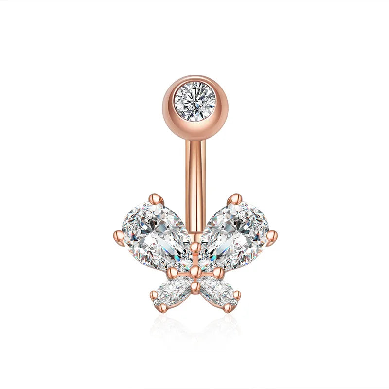 Piercing nombril en acier inoxydable avec zircon