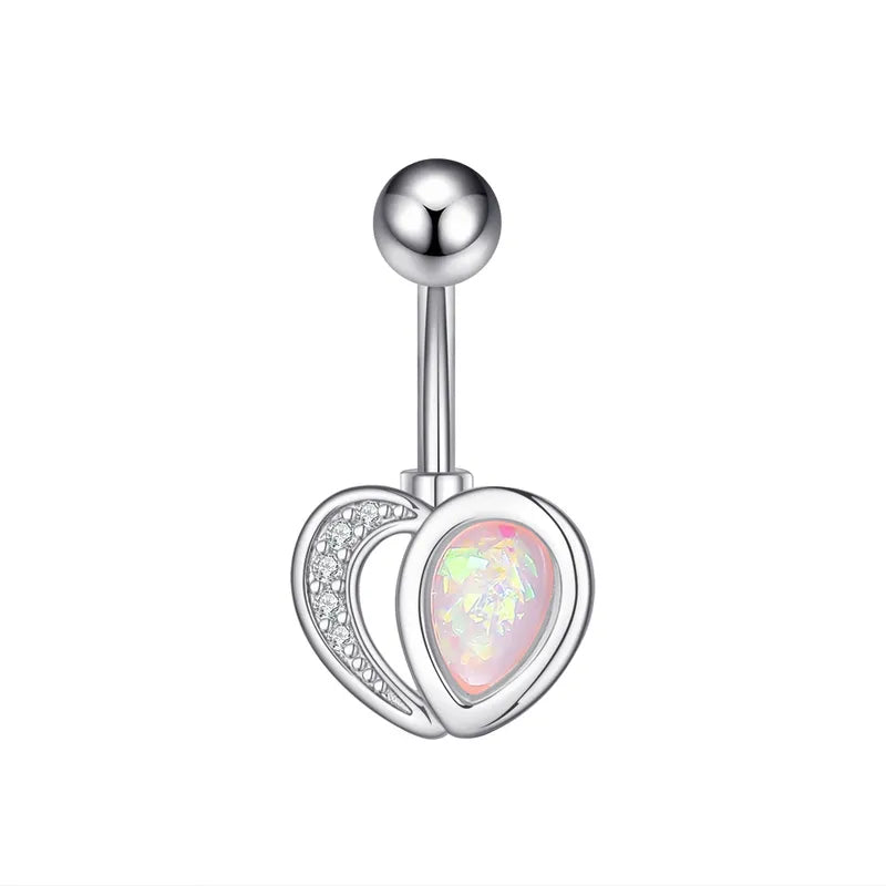 Piercing nombril en acier inoxydable avec zircon