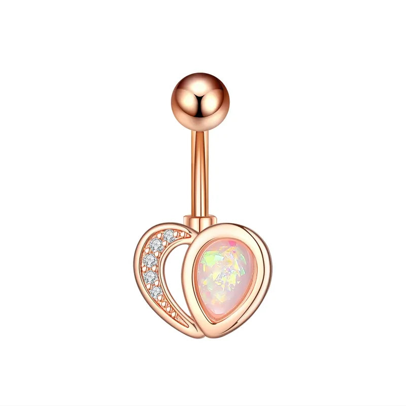 Piercing nombril en acier inoxydable avec zircon