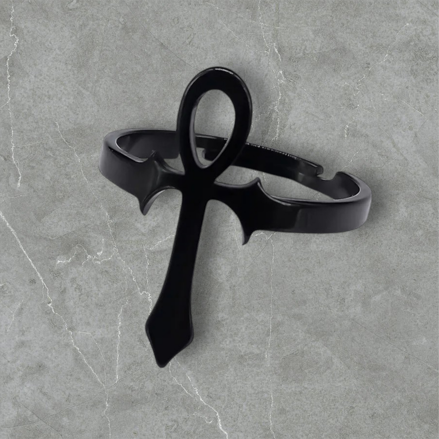 Bague Croix Ankh En Acier Titane réglable