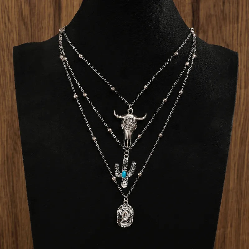 Colliers Western Cowgirl Vintage Avec cactus Turquoise