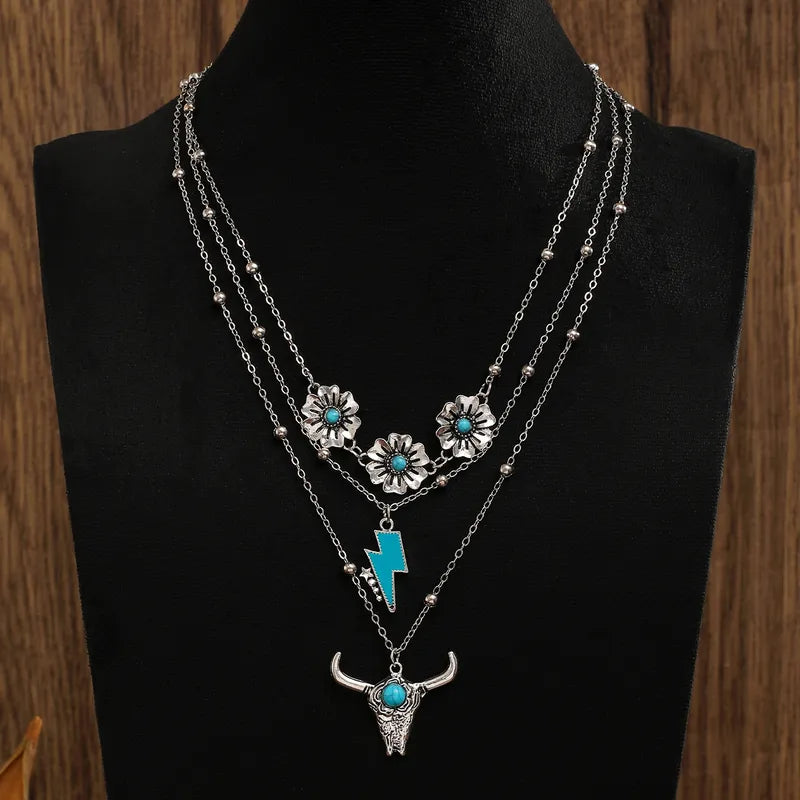 Colliers Western Cowgirl Vintage Avec fleur Turquoise