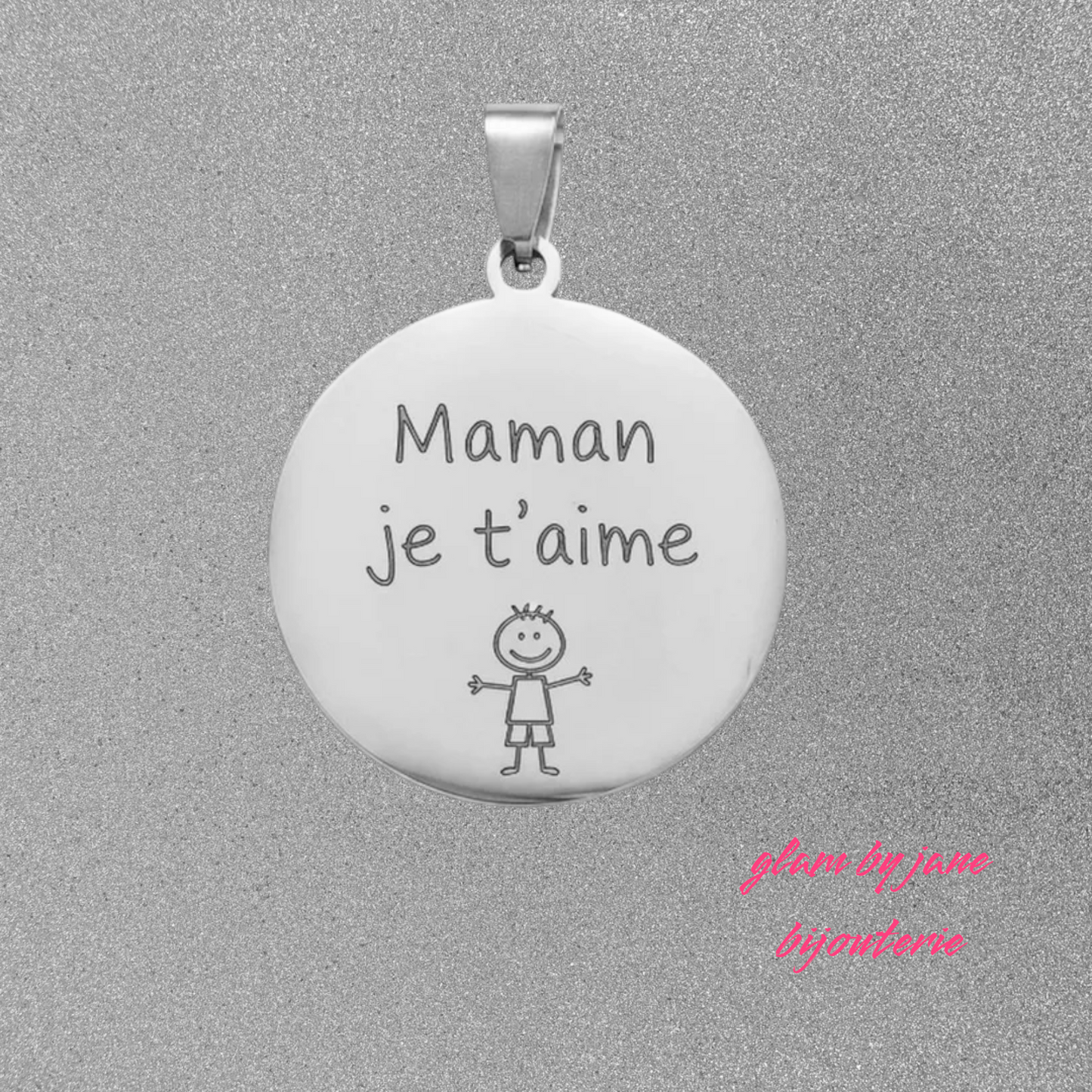 Pendentif acier à personnaliser rond