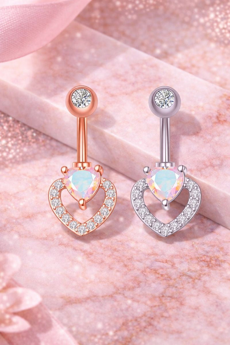 Piercing nombril en acier inoxydable avec zircon