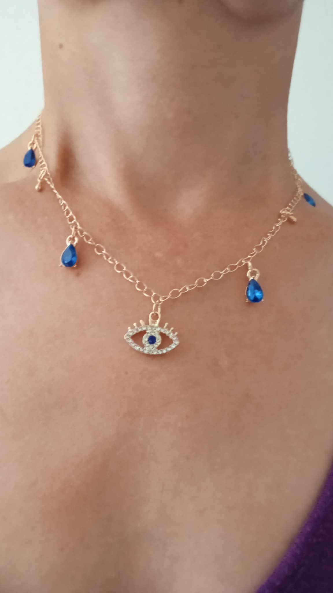 Collier oeil de protection en plaqué