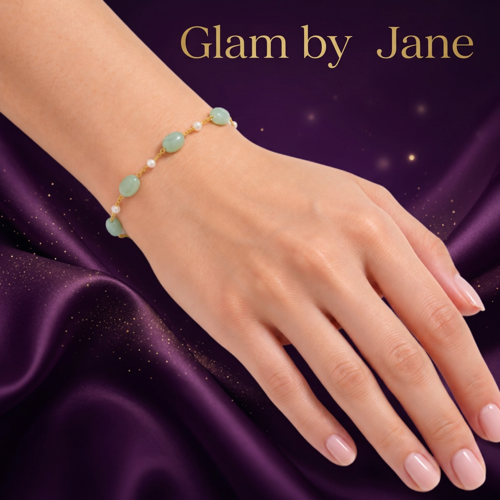 Bracelet doré aux ovales colorés et perles blanches