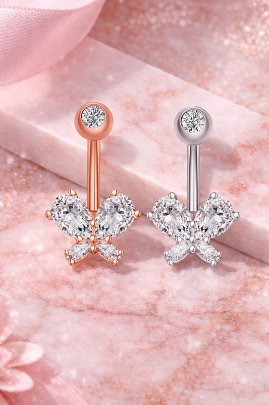 Piercing nombril en acier inoxydable avec zircon