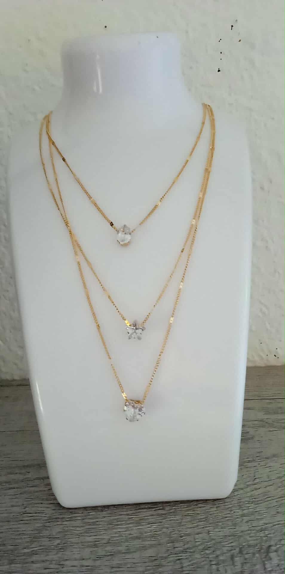 Collier triple chaine zirconium