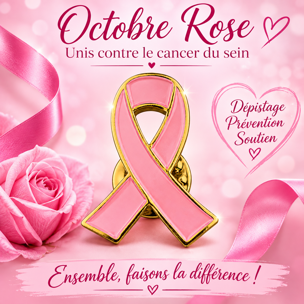 Pins en métal ruban rose