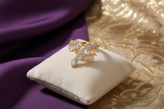 Bague femme réglable diamants CZ sertis