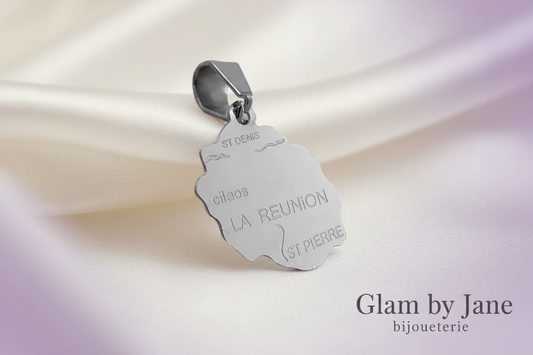 Pendentif carte de la Réunion mixte