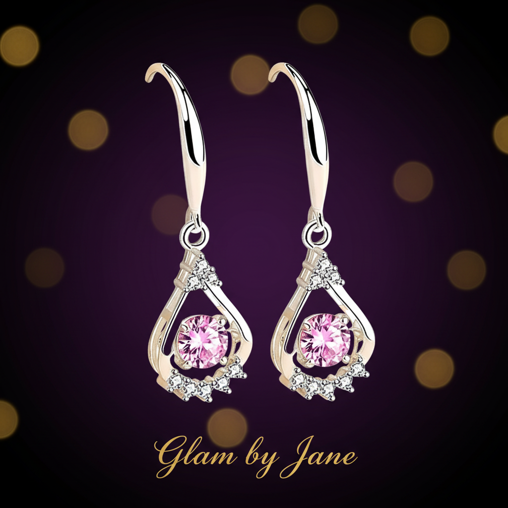 Boucles d'oreilles argent 925 oxyde rose Edith