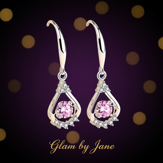 Boucles d'oreilles argent 925 oxyde rose Edith