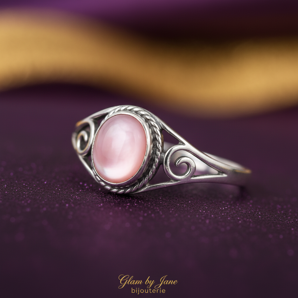 Bague Argent Nacre Rose