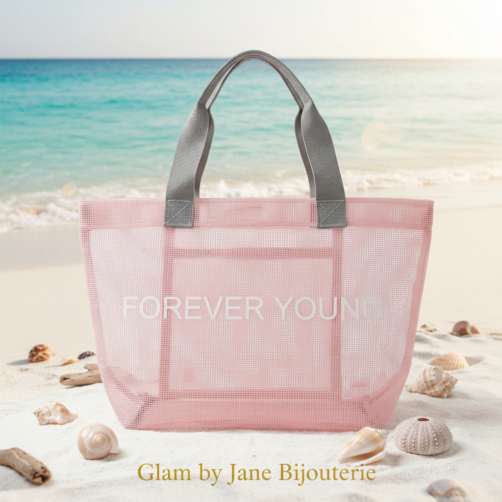 Sac Cabas Rose en Filet Mesh  Idéal Plage, Sport et Loisirs