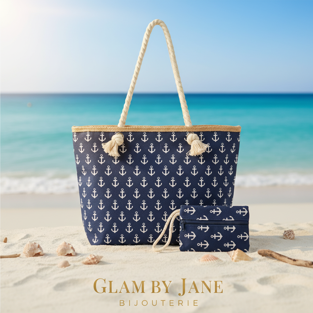 Grand Sac de Plage Motif Ancre