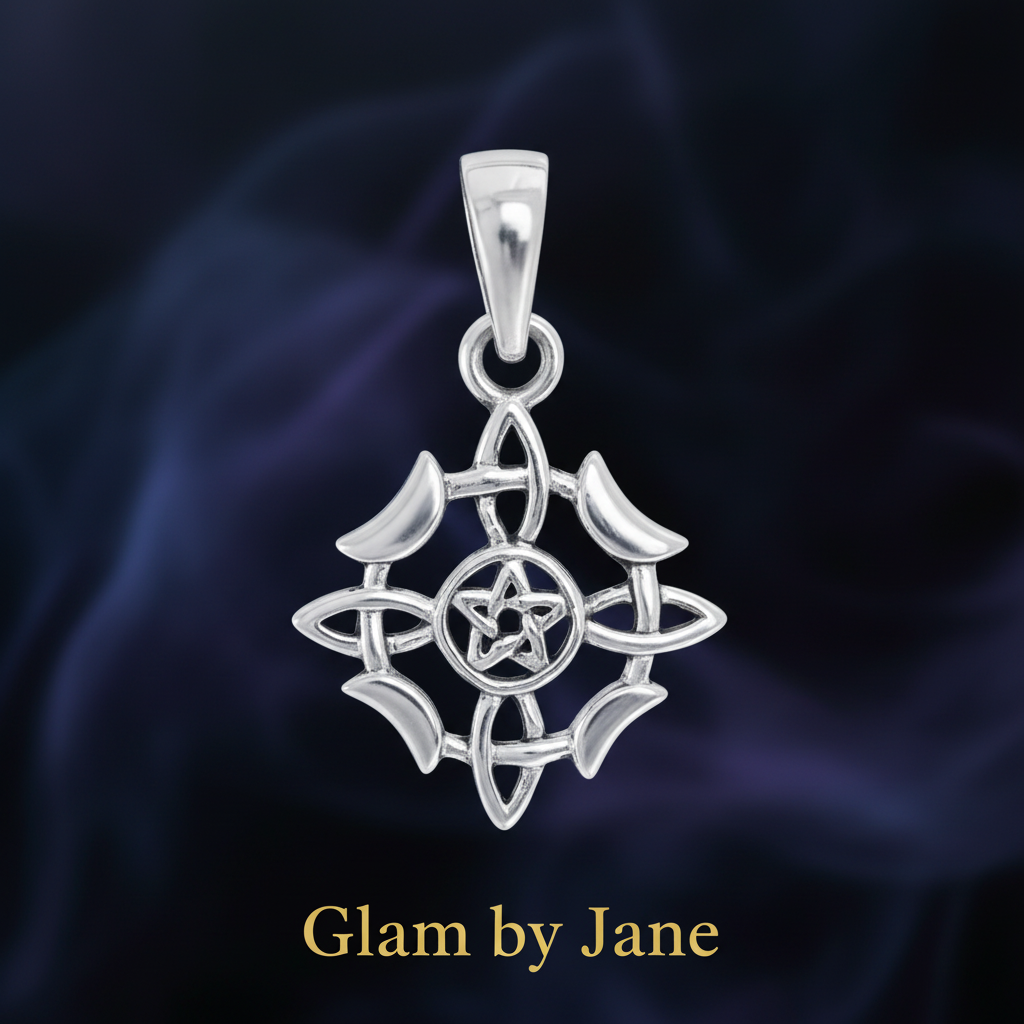 Pendentif Argent Noeud de Sorcière avec Pentagramme