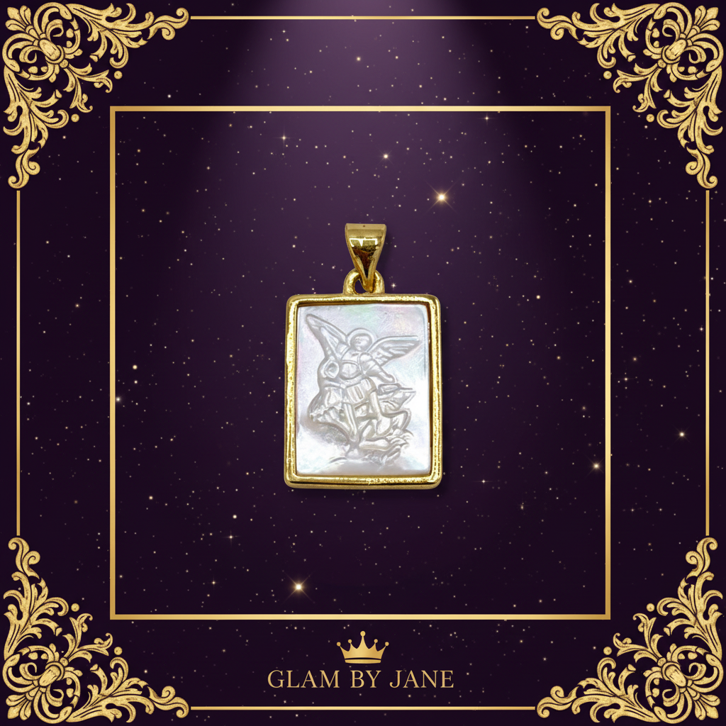 Pendentif Ange Nacre Laiton Nacre Rectangle