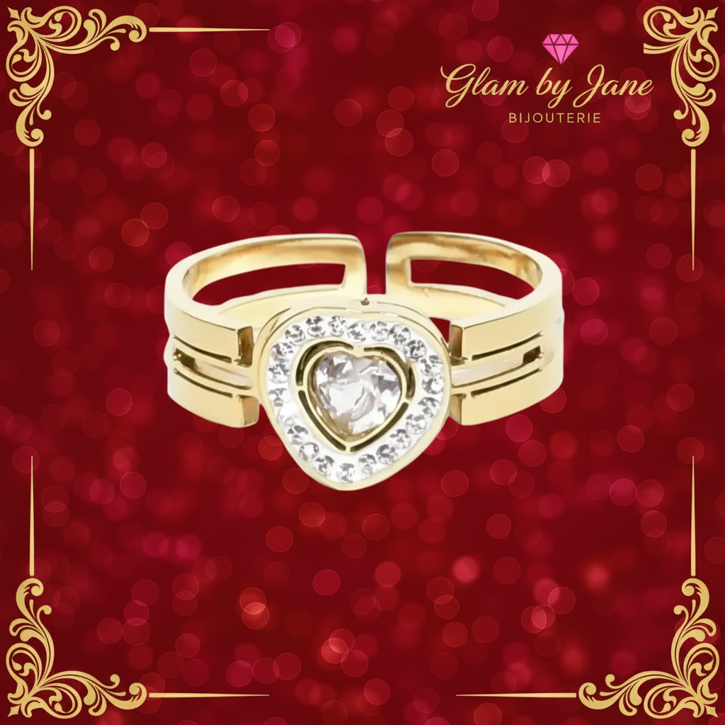 Bague coeur taille réglable en acier inoxydable