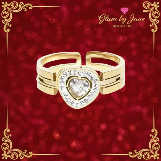 Bague coeur taille réglable en acier inoxydable
