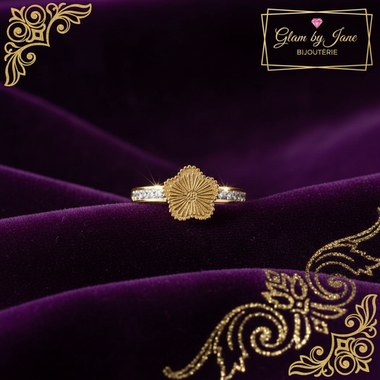 Bague fleur réglable en acier inoydable