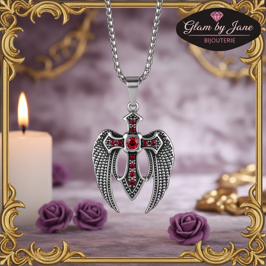 Pendentif Aigle En Acier Inoxydable Plume Noire Incrustée pour homme