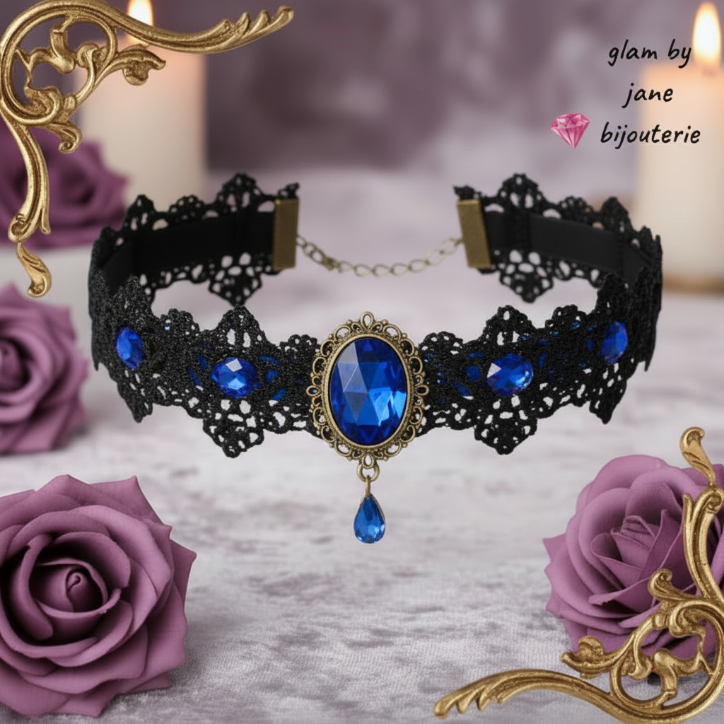 Collier Ras De Cou velours Dentelle