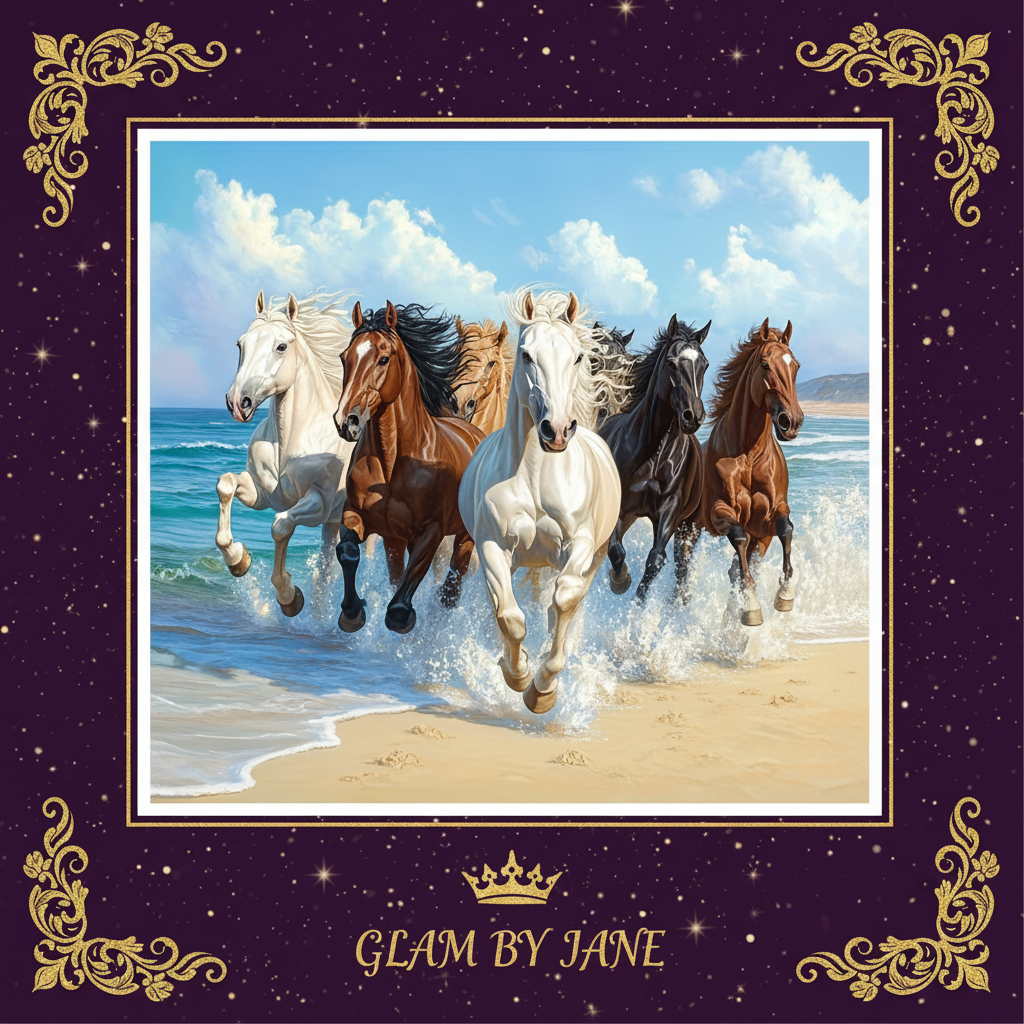 Kit Peinture Diamant 5D – Troupeau de Chevaux au Galop Art Mosaïque sur Toile