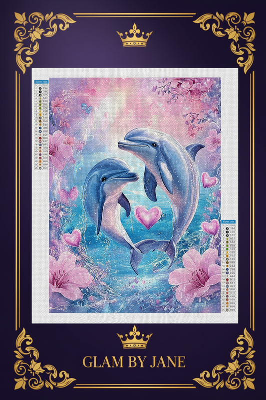 Kit Diamond Painting 5D Dauphins Romantiques 30x40 cm