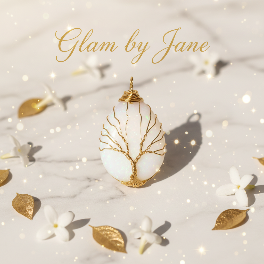 Pendentif en arbre de vie forme goutte doré