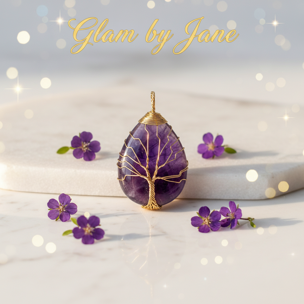 Pendentif en arbre de vie forme goutte doré
