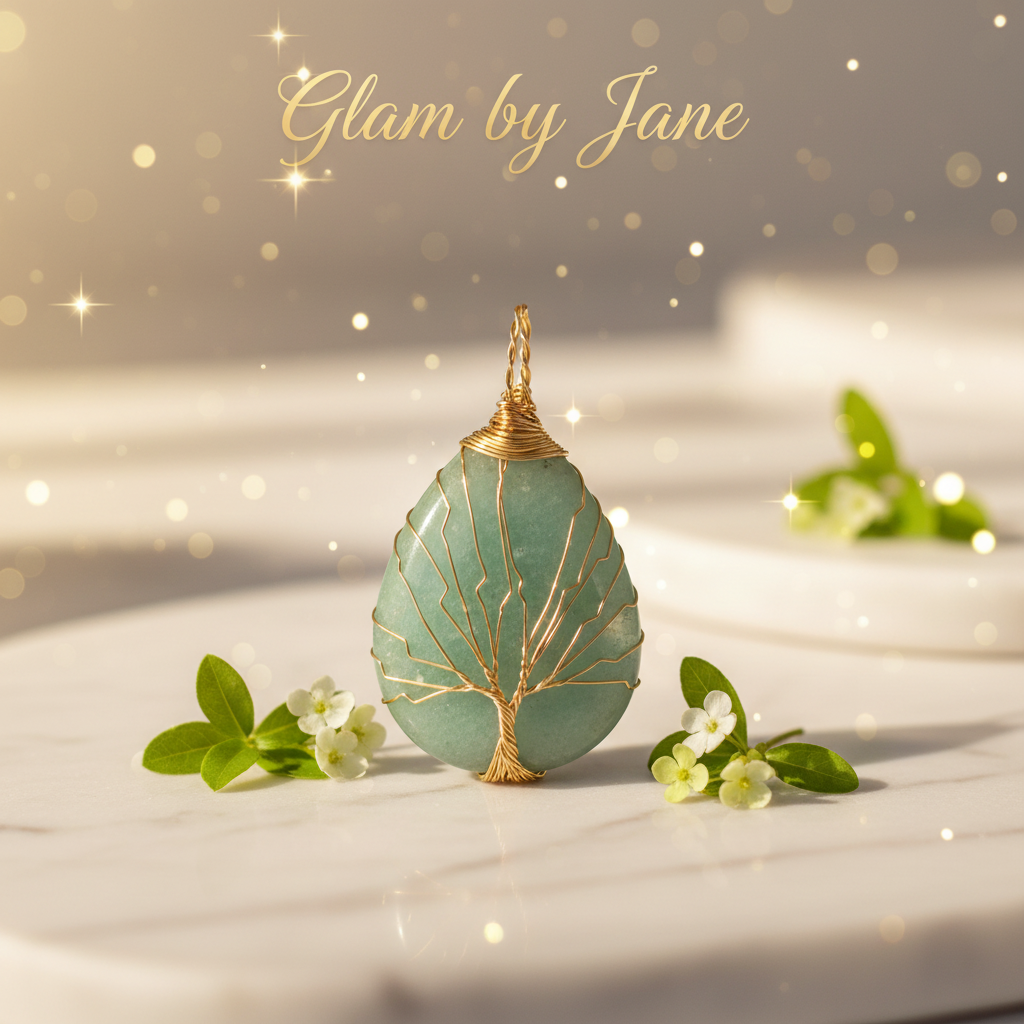 Pendentif en arbre de vie forme goutte doré