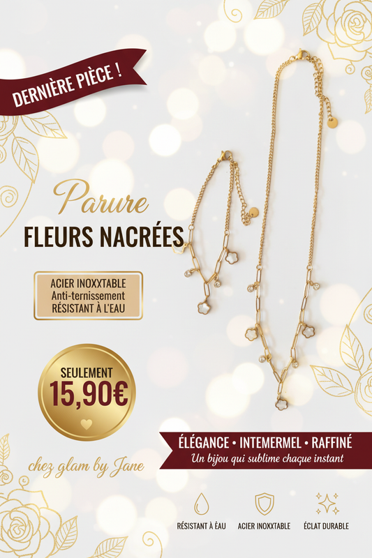 Parure fleur blanc nacré