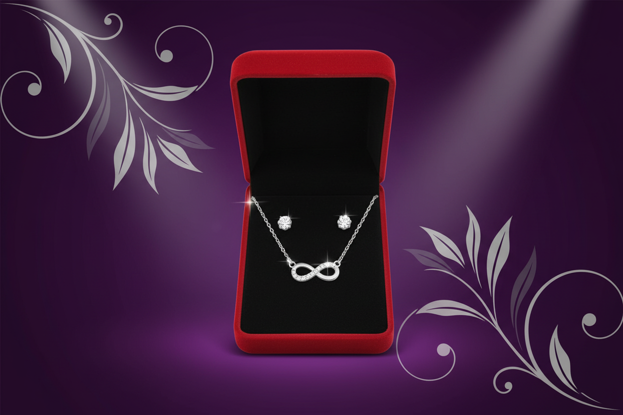 Parure boucles d'oreilles et collier infini