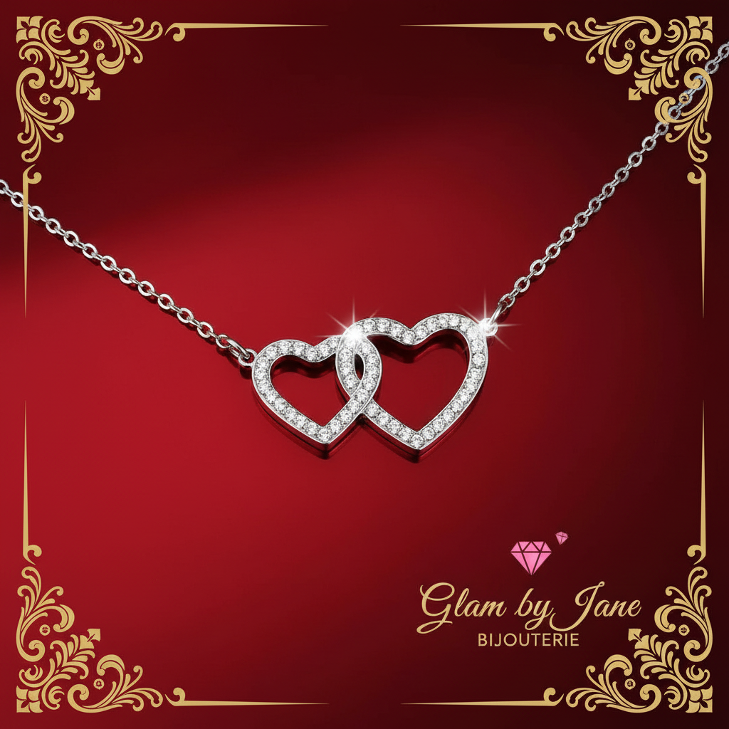 Collier 2 coeurs enlacés