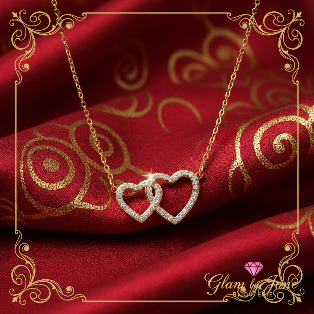 Collier 2 coeurs enlacés