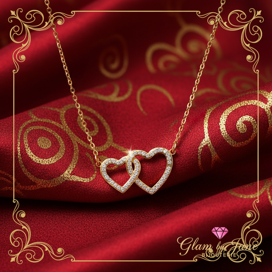 Collier 2 coeurs enlacés