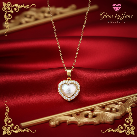 Pendentif coeur strass en acier inoxydable
