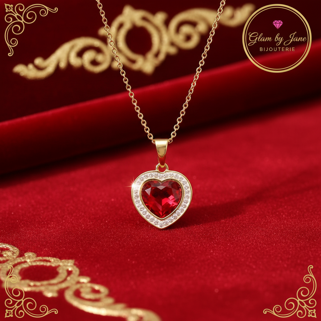 Pendentif coeur strass en acier inoxydable